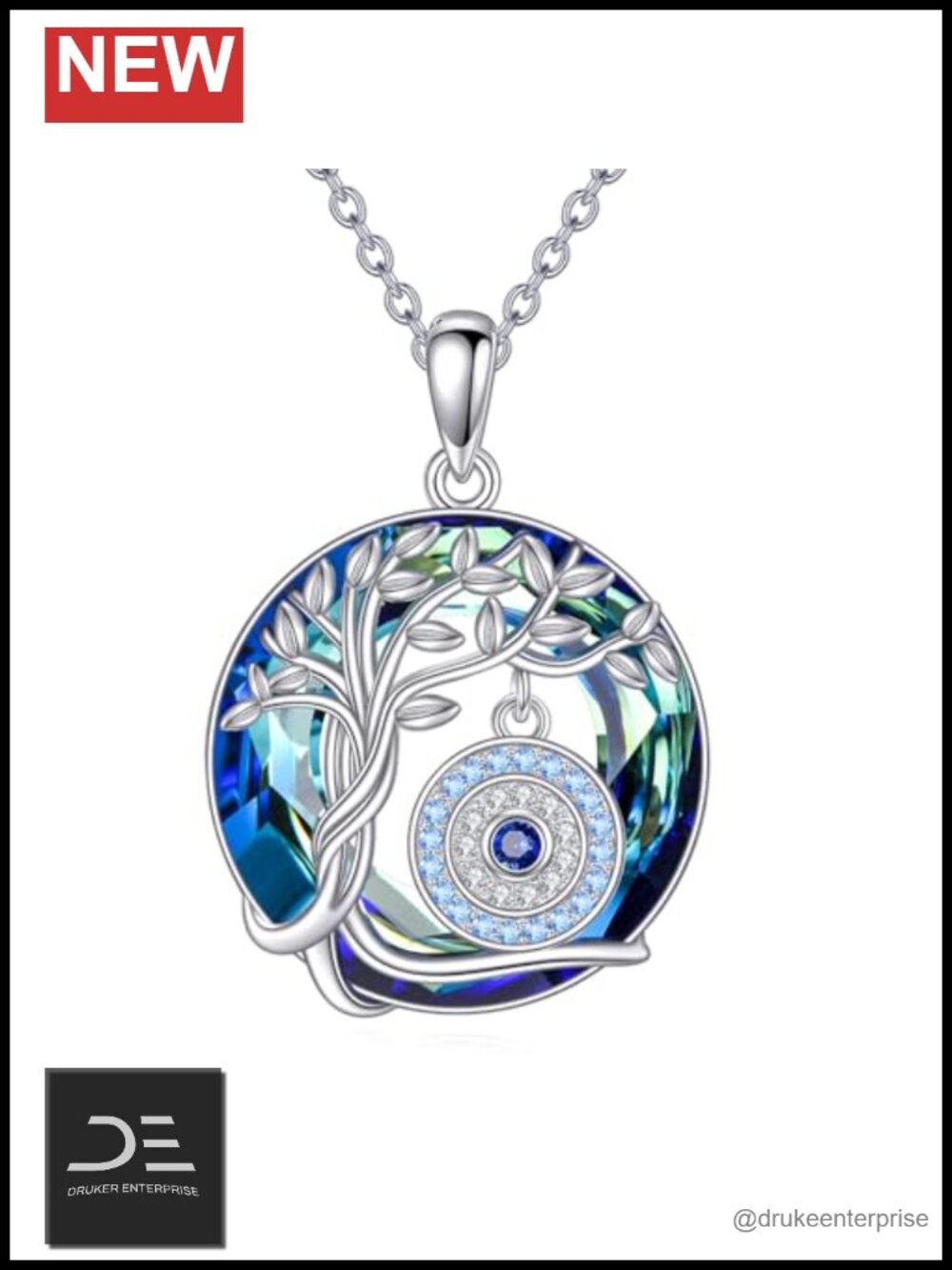 925 Sterling Silver Evil Eye Tree of Life Necklace Women